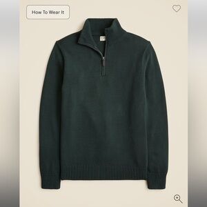 J. Crew Dark Green Zip-Up Sweater